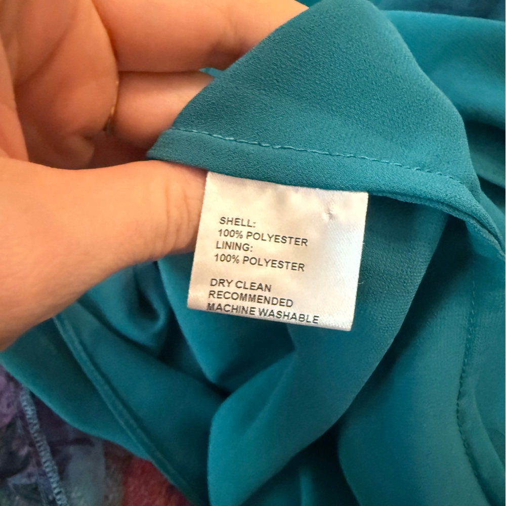 Cynthia Rowley Teal Watercolor Organza Mini Dress - size Small - PRISTINE - Picture 15 of 15